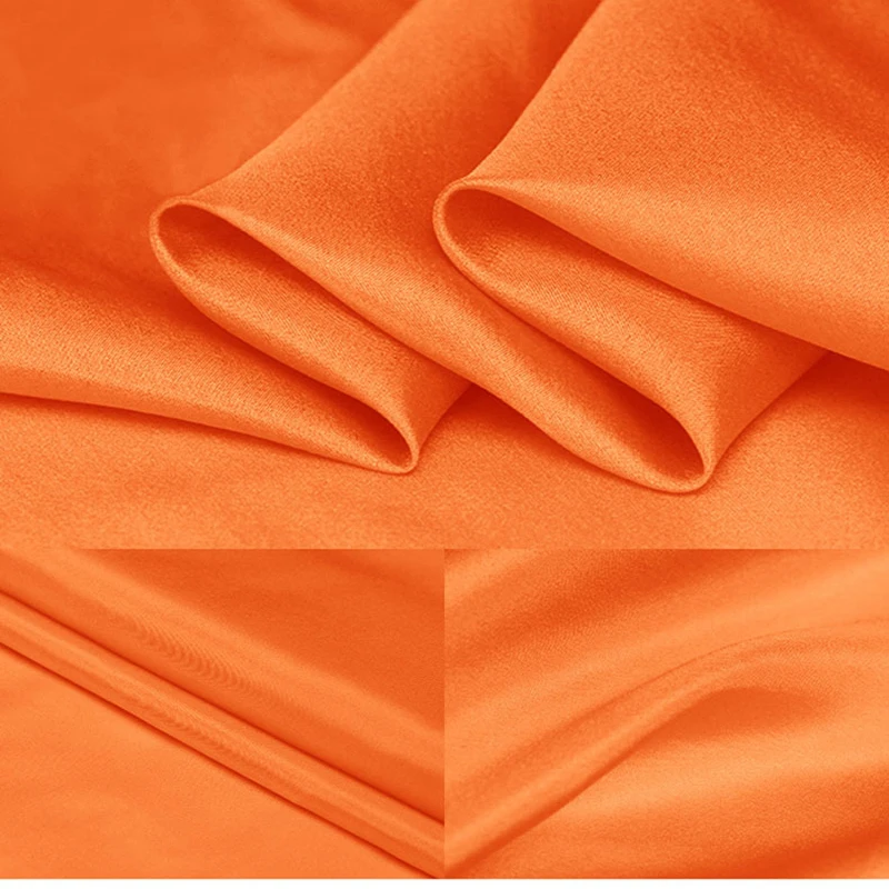 Натуральный шелк ткань habutai для шелковой подкладки шелк эпонж Habotai использовать шарф 8 momme - Цвет: orange yellow
