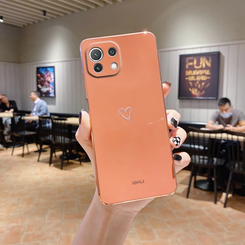 Stylish Square Plated Love Heart Silicone Phone Case