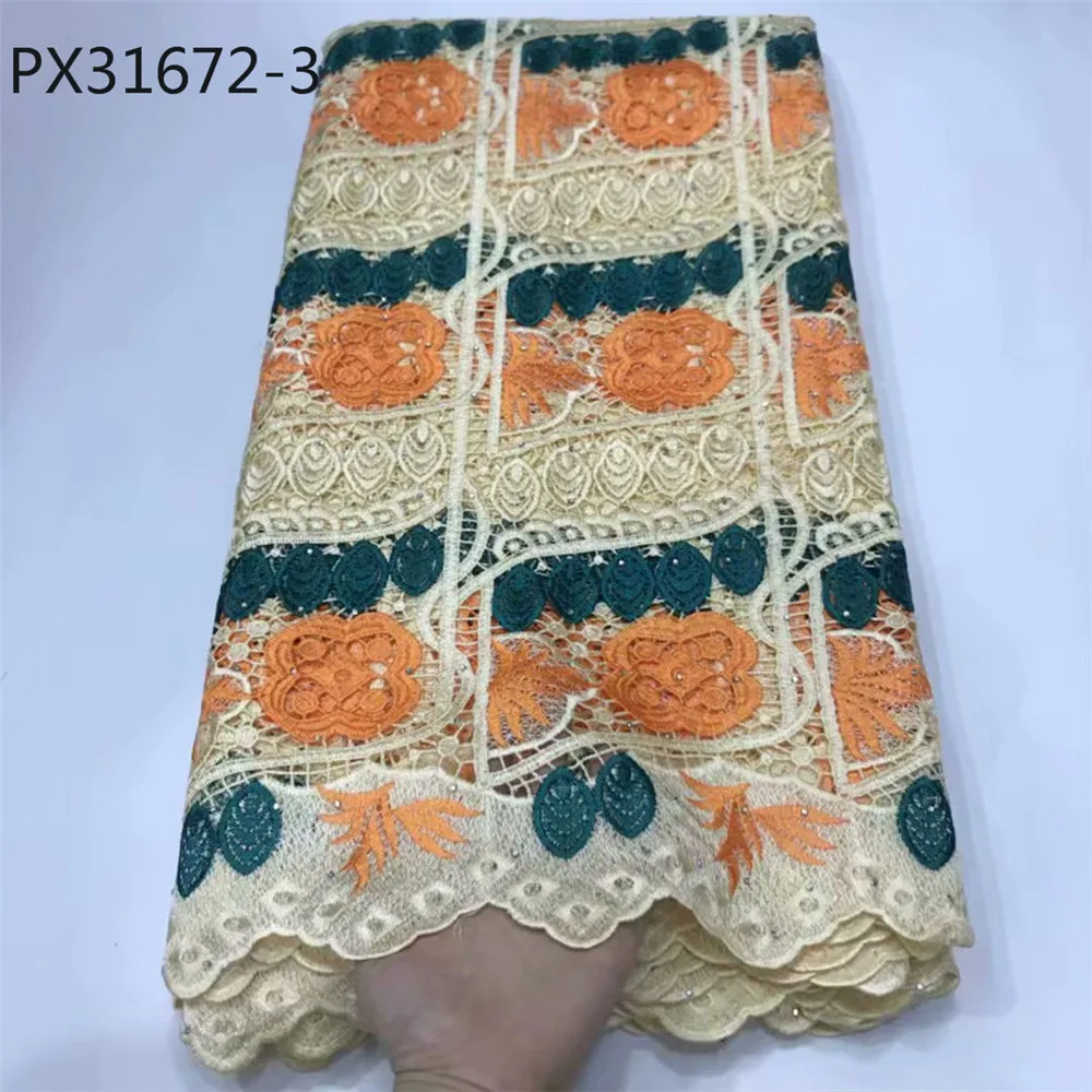Новейший итальянский дизайн Guangzhou ткань от производителя горячая Распродажа африканская гипюровая Ткань Цветы 5 ярдов вечерние ткани