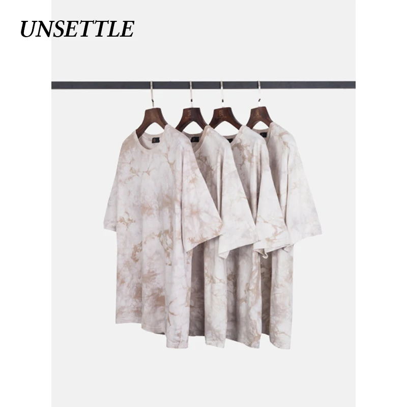 UNSETTLE 2020SS Мужская/Женская Harajuku футболка оверсайз с галстуком краской летняя