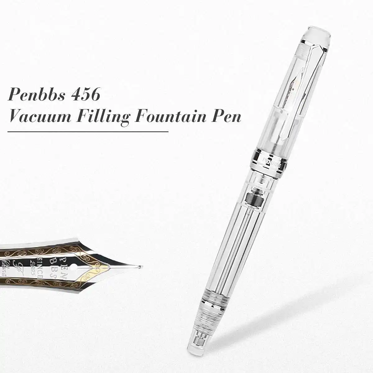 

Transparent White Colour Spiral round body office Student Fine nib Fountain Pen New