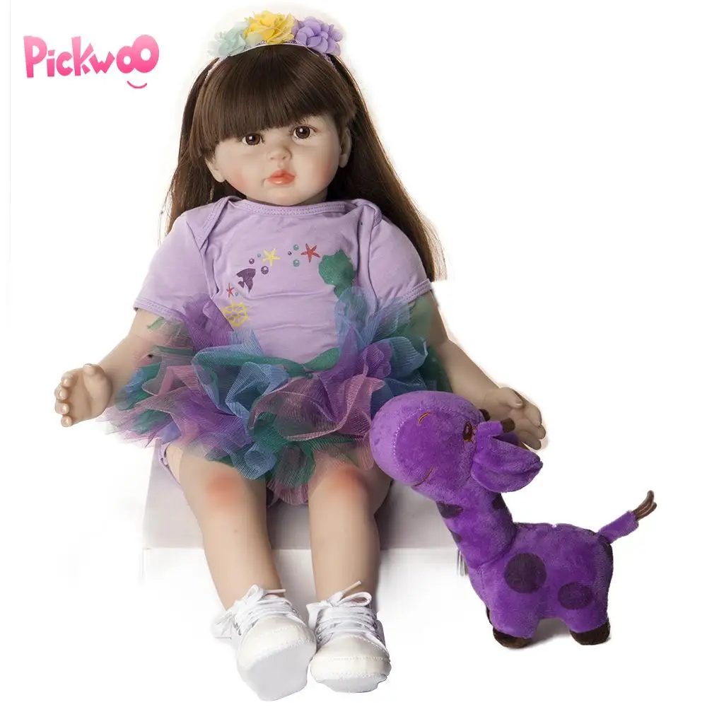 

Pickwoo 23''57cm bebes reborn doll Baby girl Doll soft Silicone Cotton Boneca Reborn Brinquedo children's day gifts toys plamate