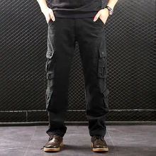 

Cargo Pants Men Multi Pockets Military Style Causal Pants Mens Cotton Outwear Straight Cargo Trousers Men Loose Full Length Mid