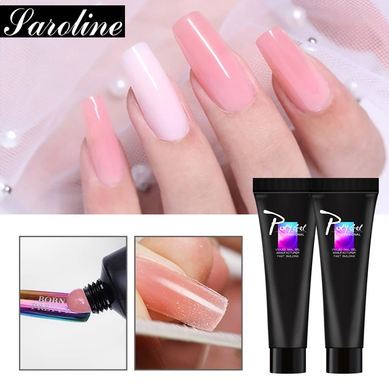 

Saroline Extension Thermal Polygel Color Nail Gel Builder UV Polygel Set LED Lamp Gel Polish Lacquer Plus Base and Top Coat