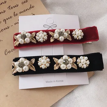 

Fashion Velvet hair Hair Barrette Women Girls Rhinestone Barrette Hairpins Girl Cute pearls Headwear Hair Band Accessories