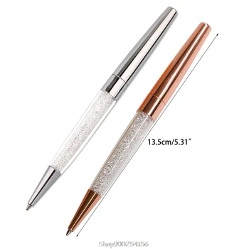 

12Pcs/Lot Rose Gold /Silver Pen Diamond Pens Fine Black Ink Crystal Ballpoint Pen Ring Wedding Office Metal O01 20 Dropship