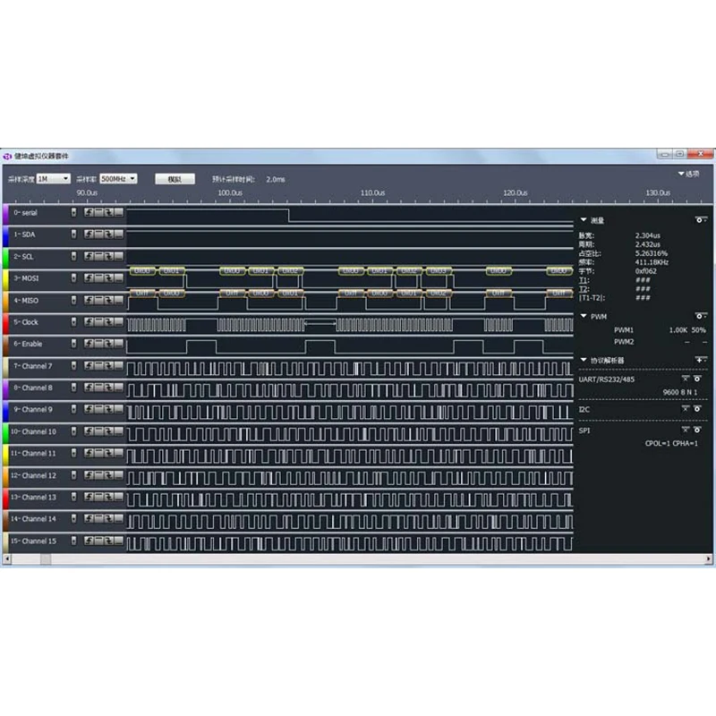

Jiankun La5016 Pc Usb Logic Analyzer 500M Max Sample Rate 16Ch 5B Samples English Software