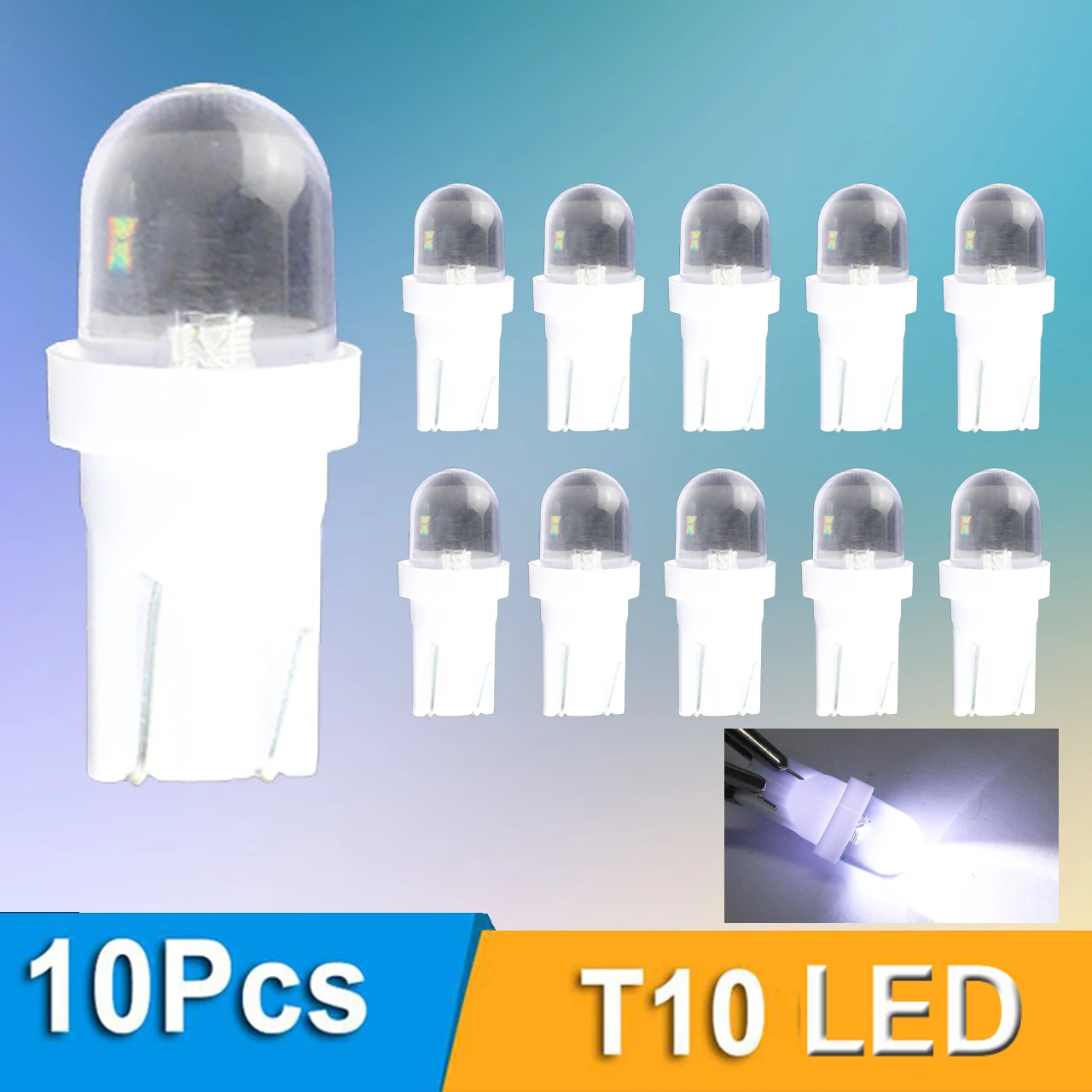 

10Pcs T10 W5W Auto Car Led Cold White 194 LED 168 158 COB Super Bright Turn Side License Plate Light Lamp Bulb DC 12V 6500K