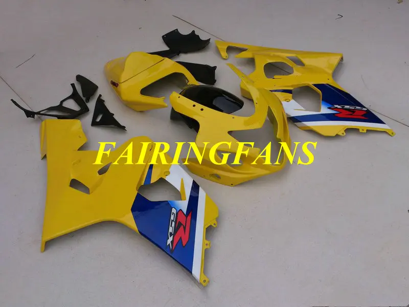 Мотоцикл обтекателя тела для GSXR600 750 K4 04 05 R 600 GSXR750 2004 2005 ABS Желтый Обтекатели Кузов+ подарки SE37