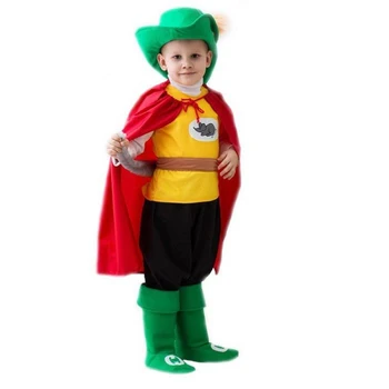 

Carnival costume "Puss in Boots", green hat, 3-5 years old, height 104-116 cm