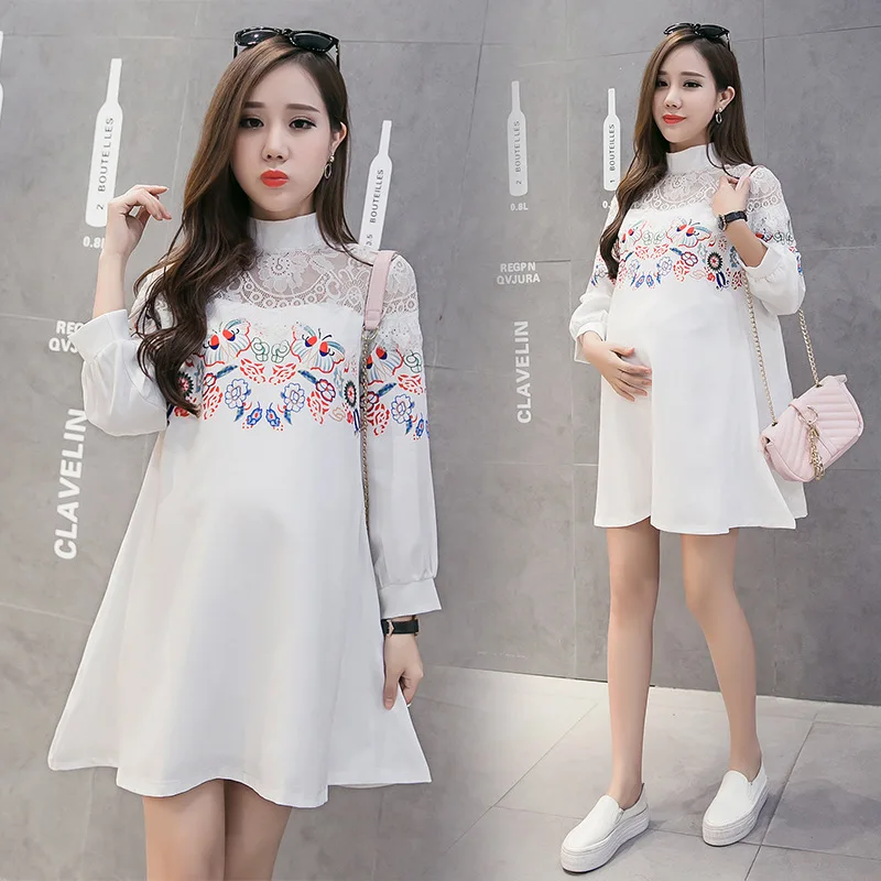 

Maternity Clothes 2018 Autumn Long Sleeve Korean-style Fashion Printed Fashion Mom Pregnant Women Dress
