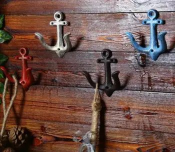 

1pcs New Metal Anchor Hooks Wall Door Mounted Clothes Towel Hat Key Hanger Whiteandcrafted Classic Antique Decorative Wall Hook