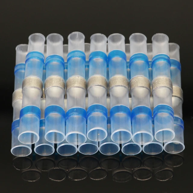 10/50PCS Thermal Shrinkage  Electrical Car Wires Connector Solder  Extrusion Terminals Block Cable Termination Wireway Clamping Blue