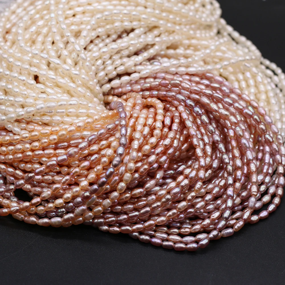 Real Natural Freshwater Pearl Rice Beads Loose Pearls Bead For DIY Charm Bracelet Necklace Jewelry Accessories Making 3-3.5mm
