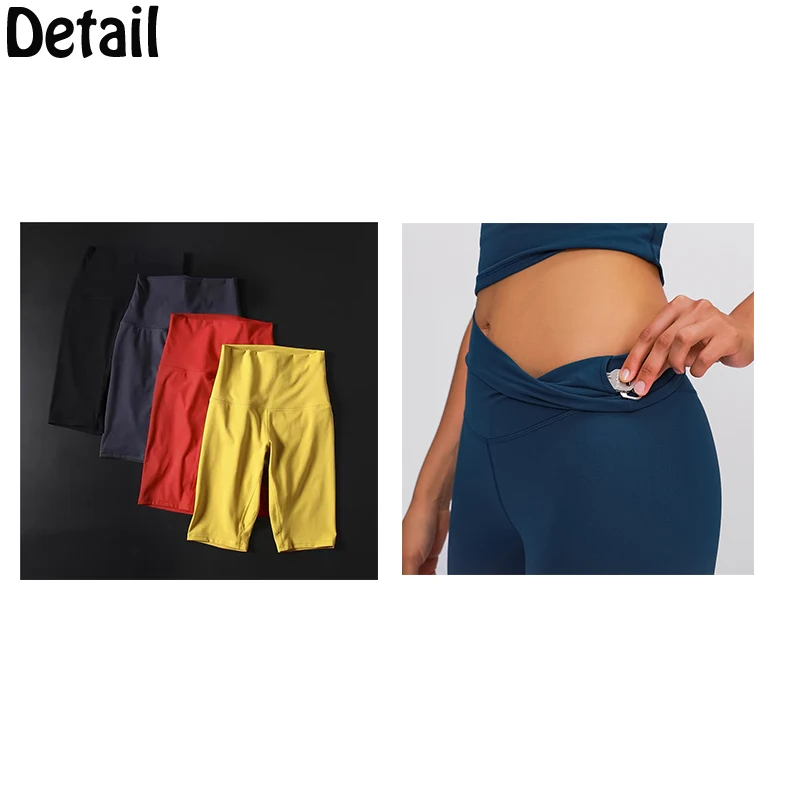CRUBERA-pantalones cortos elásticos de cuatro vías para mujer, Shorts  femeninos de talle superalto, sensación desnuda, para entrenamiento de Yoga  y motociclista, para gimnasio y Fitness - AliExpress