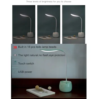 

Flexible 18 LED Desk lamp USB led Table Lamp Table lamp with Clip Bed Reading book Light LED Desk lamp Table Touch 3 Mode holder