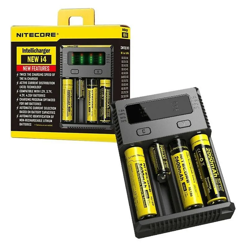 Nitecore I4 Digi зарядное устройство lcd интеллектуальная схема глобальная страховка литий-ионная 186504 зарядное устройство PK D4 D2 14500 16340 26650