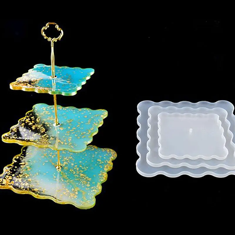 DIY Three-Layer Fruit Tray Mold Tea Tray Silicone Mold Crystal Epoxy Storage Box Mold Swing Table Tray Resin Mold