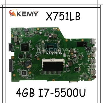 

Akem X751LB GT920M/2GB mainboard For Asus X751L R752L K751L X751LN X751LD X751LJ X751LB DDR3 Laptop motherboard 4GB RAM I7-5500U