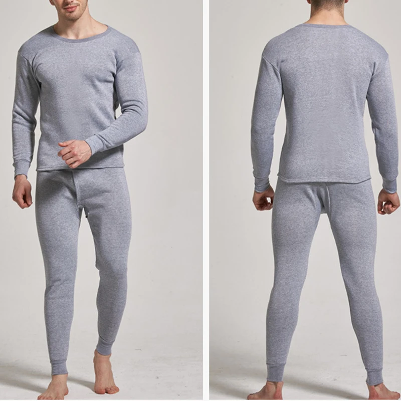1Set Men Thermal Underwear Set Keep Warm Tops+Pants Ski Underwear Men Ski Suit Plus Cashmere Winter Thermal