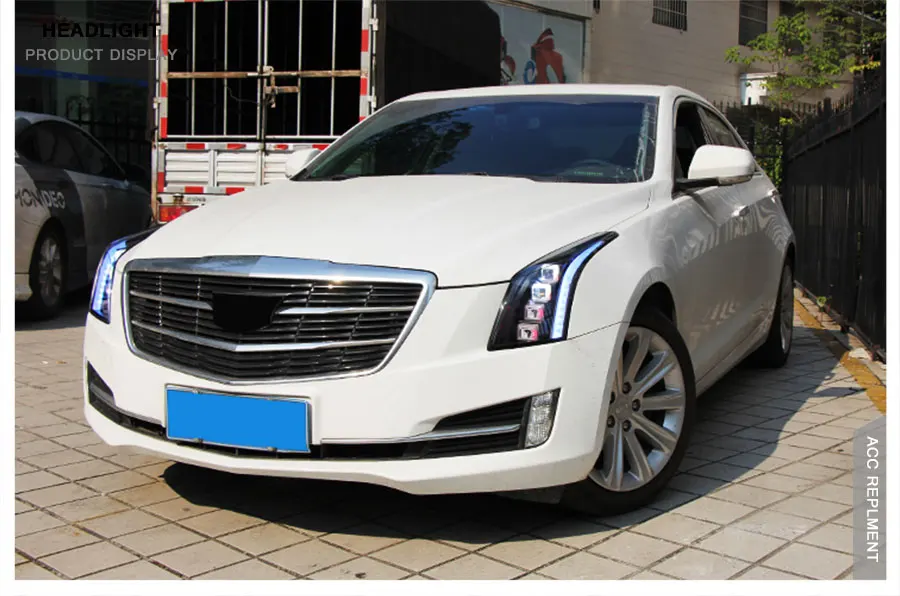 2 шт. светодиодный фары для Cadillac ATS- светодиодный автомобильный фонарь ангельские глазки ксенон все светодиодный Противотуманные фары светодиодный дневные ходовые огни