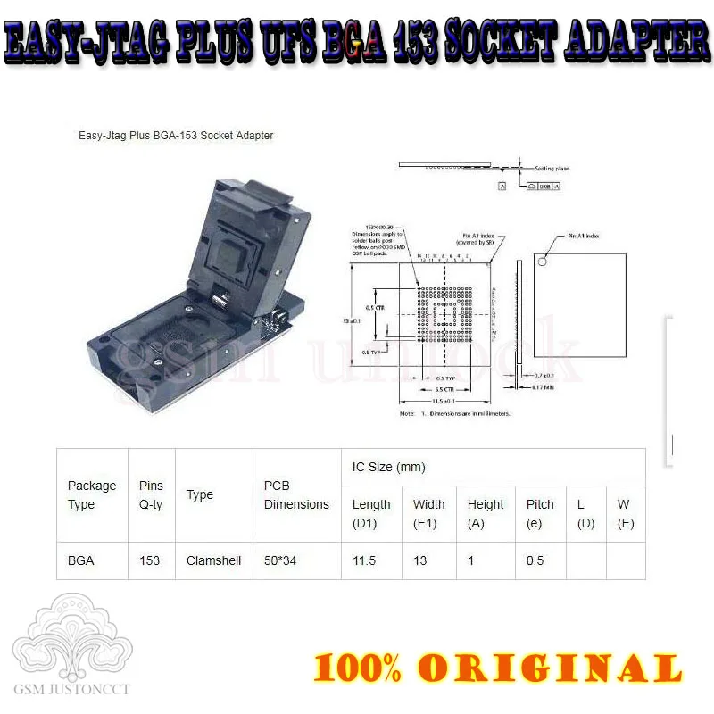 Z3x pro set 2020 легкий Jtag Plus box UFS BGA 153 адаптер гнезд|Детали устройств связи| |