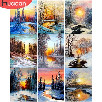 

HUACAN Painting By Number Snow Tree Drawing On Canvas HandPainted Painting Art Gift DIY Picture By Number Winter Kits Home Decor