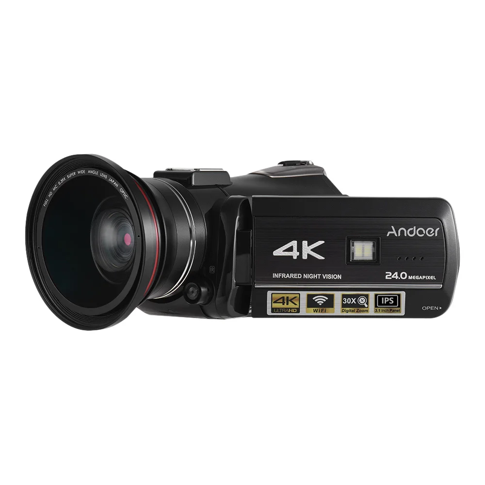 Andoer AC3 Цифровая видеокамера DV рекордер Wi-Fi соединение ИК ночного видения ips lcd сенсорный экран горячий башмак крепление