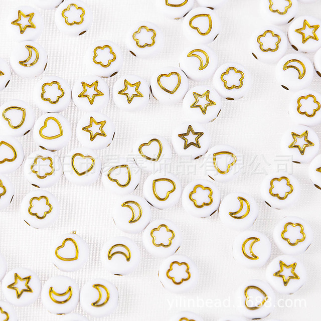 style 100pcs4*7mm acrylic letter beads oblate, star, moon, flower-shaped, heart-shaped mixed DIY jewelry accessories