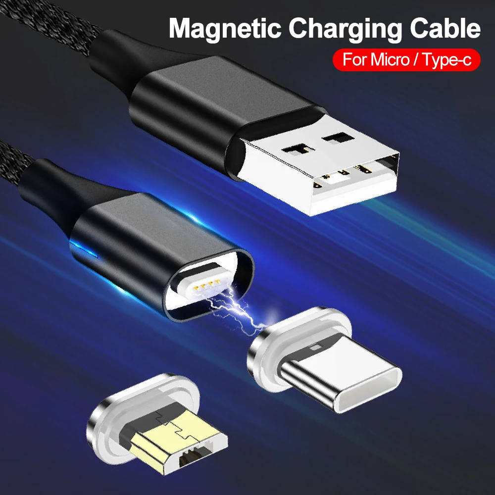 Cable de Carga Magnético LED que fluye de metal de Datos Cable Para Samsung Galaxy S10 Note 5