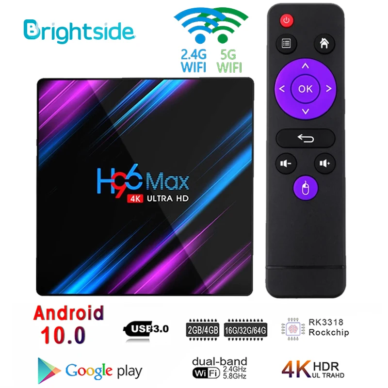 Android 10 0 ТВ коробка X96 Max RK3318 4K смарт-медиа-плеер 4 ГБ Оперативная память 64 Гб