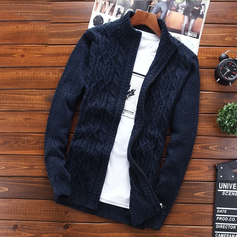 Men Sweater Coat Cardigan Zipper 2021 New Arrival Autumn And Winter Fashion Male Sweater Korean Style Gray Black Red M40