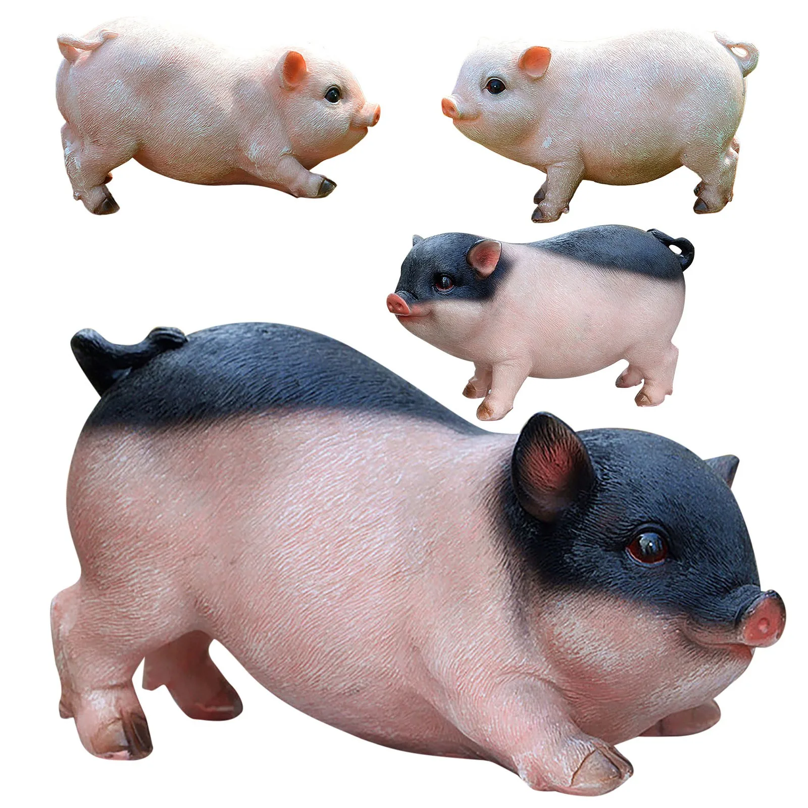 Cute Pig Decoration Resin Crafts Piggy Ornaments Bedroom Living Room Desktop Garden Decorations Украшение дома #40 | Дом и сад