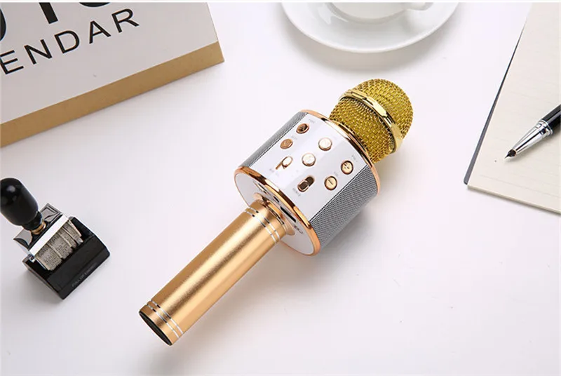 Профессиональный Bluetooth беспроводной микрофон динамик ручной микрофон караоке микрофон музыкальный плеер для вокала, с рекордером KTV микрофон - Цвет: Local gold