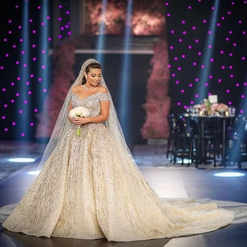 شراءجديد فاخر كبير الكرة ثوب فساتين الزفاف 2020 الدانتيل فساتين الزفاف Mariage زي العرائس Vestido De Noiva خمر