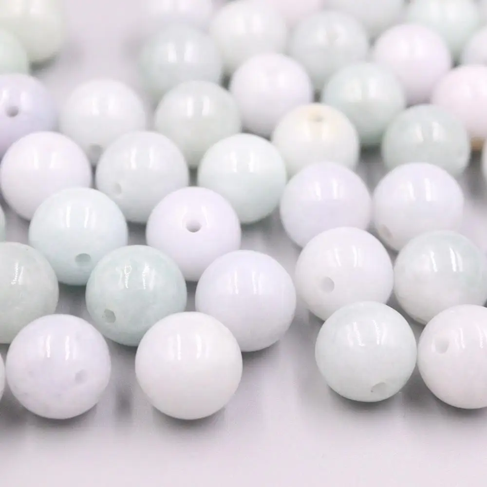 

Pure Natural White Chinese Jade/Jadeite Loose Beads 5mm/6-7mm/10mm/13mm Lucky Fine JadeBeads - 100PCS(Wholesale) Jade Beads