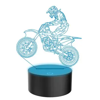 

Desk Light Table Lamp 3D Motocross Bike Christmas Xmas Atmosphere Touch Control LED USB Charging Cute Creative Night Light