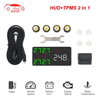

HUD+TPMS 2in1 V612 Head Up Display Car OBD OBD2 Display HUD V612 Head up HUD On-Board Computer Car Speedometer Headup Display