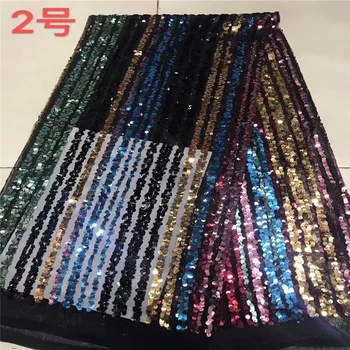 

2019 Latest 3d Multicolor Sequins Nigerian Lace Fabric Dubai Embroidered French Tulle Lace High Quality African Lace Fabric