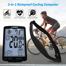 LIXADA Wireless Bike Computer 3 in 1 schermo LCD multifunzione IPX7 impermeabile con sensore di frequenza cardiaca contachilometri ciclismo