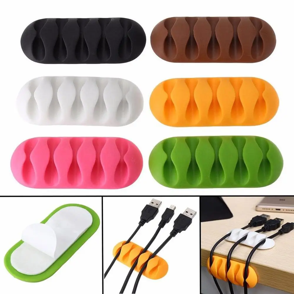 

1PCS Self-adhesive 5-Slot Desktop Cable Wire Clip Cord Organizer for TV PC Laptop Mobile Phone Home Office