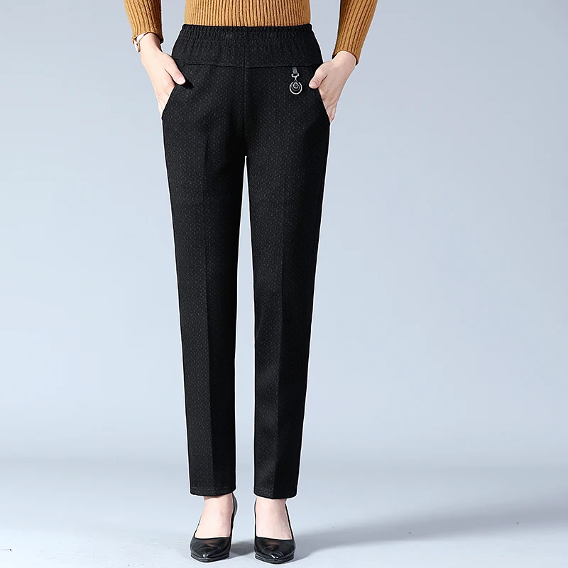 

Autumn Middl Aged Women 2019 new Elastic Waist Casual Straight Pants Female Trousers Clothing