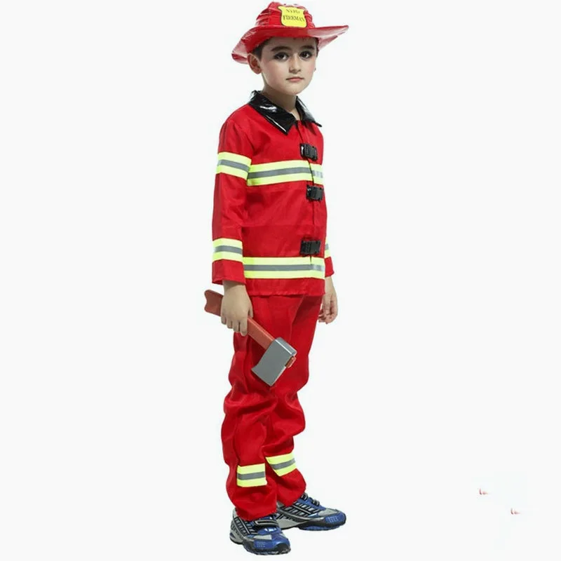Children Day Party Performance Costume Halloween Children Firefighting Member Clothing Firefighting Two Piece Set Excluded Weapo