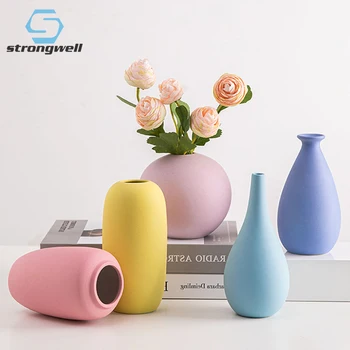 

Strongwell Ceramic Vases Colorful Miniature Container Vase Decktop Living Room Office Decoration Ornaments Dry Flower Arrangment