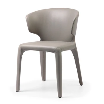 

Nordic Chair Designer All Inclusive Simple Leather Art Dining Chair Fashion Creative Leisure Backrest Armrest Dining Chair