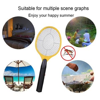 

Operated Hand Racket Electric Mosquito Swatter Insect Home Garden Pest Bug Fly Mosquito New Zapper Swatter Killer 2 AA Batteries
