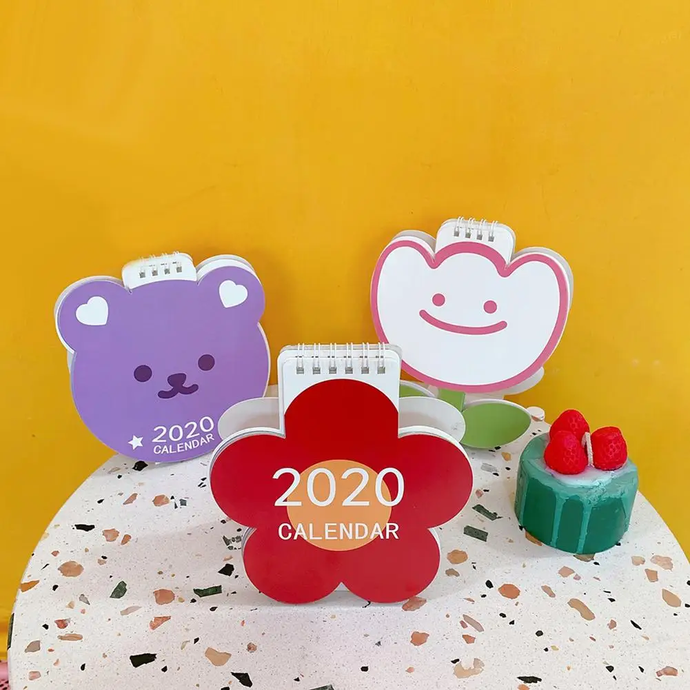 

Flower Bear Avocado Shape 2020 New Year Desktop Calendar Daily Schedule Planner