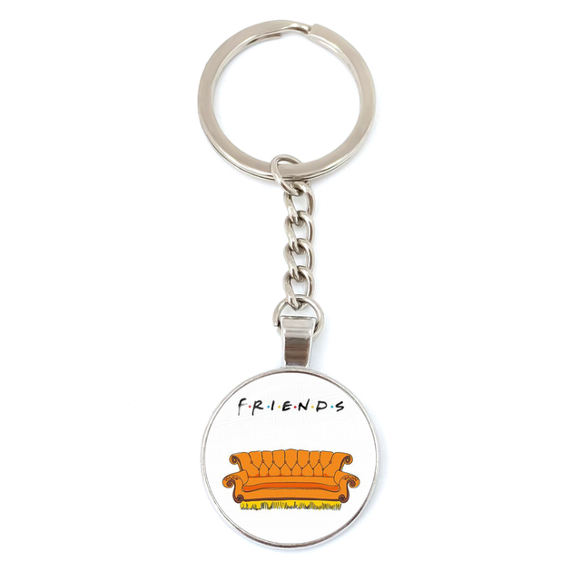 Friends TV Show Pendant Keychain Character Cartoon Fun Pattern 25mm Glass Cabochon Key Ring Keyholder Good Friend Gift