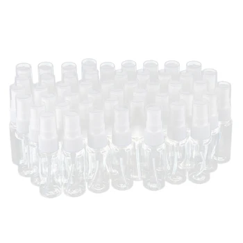 

50-pack Empty Clear Plastic Fine Mist Spray Bottles with Microfiber Cleaning Cloth, 20ml Refillable Container Perfect for Cleani