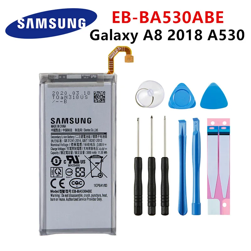Оригинальная Аккумуляторная батарея SAMSUNG 3000 мАч для Samsung Galaxy A8 2018 A530 EB-BA530ABE A530F